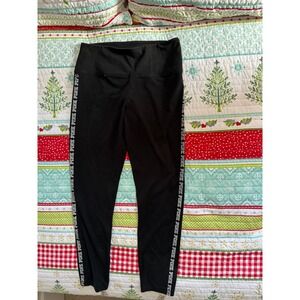 PINK Victoria's Secret Black Leggings Pink Logo Side Stripe